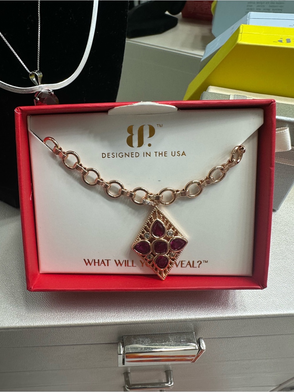 The Imogen Necklace - Rose Gold Ruby BP